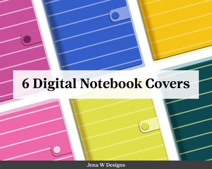 Realistic Digital Planner & Notebook Cover | 6 Folio Stripe Covers | Vertical - Jena W Designs
