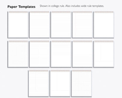 24 Subject Notebook | Multiple Paper & Planning Templates | Realistic Notepad