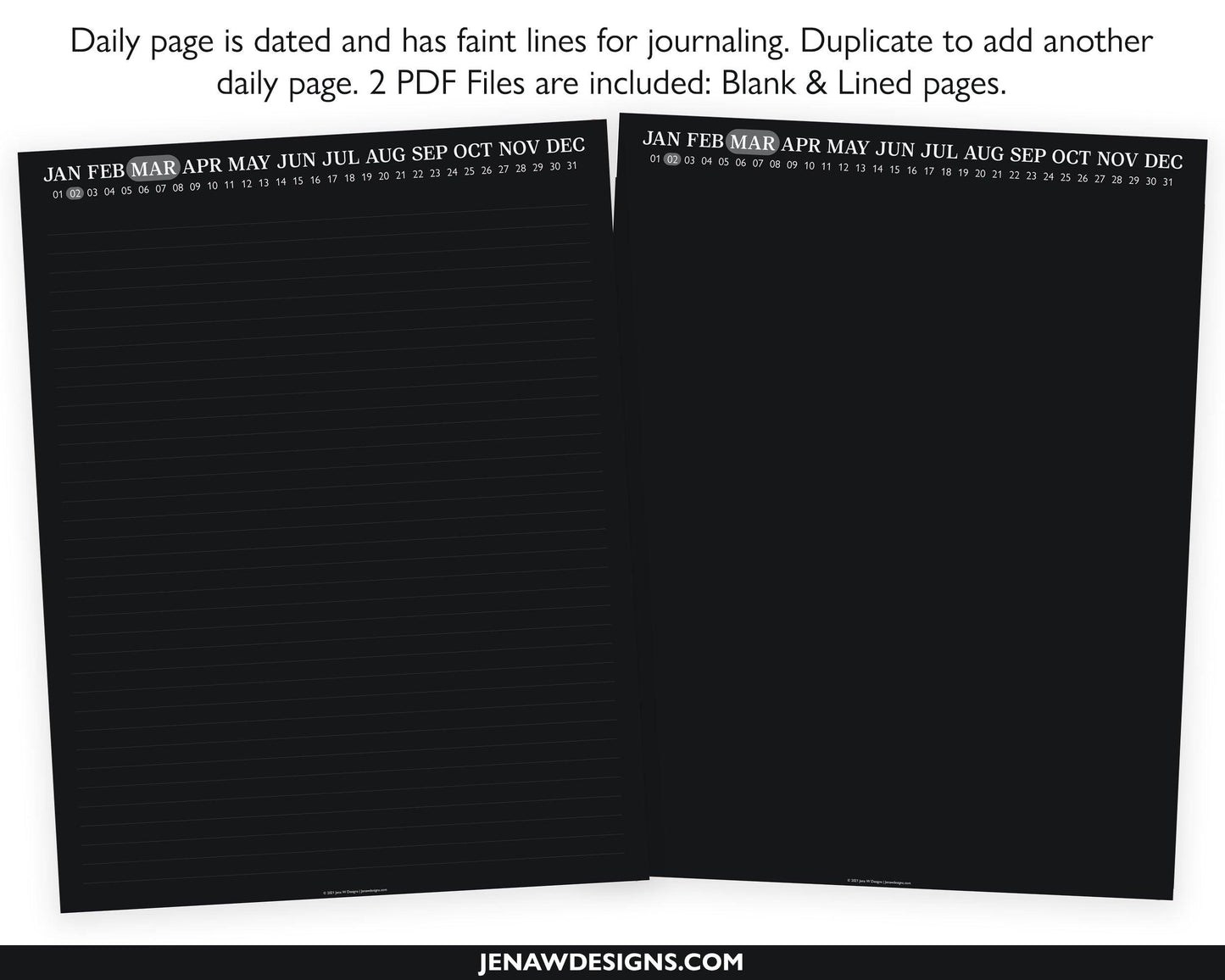 Daily Journal | Undated Dark Mode - Jena W Designs