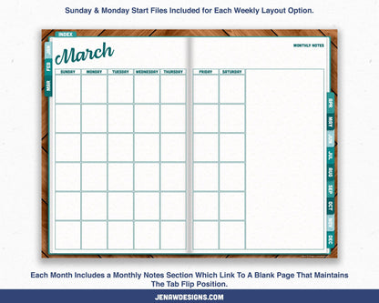 Undated Weekly Digital Planner with Flip Tabs - Jena W Designs