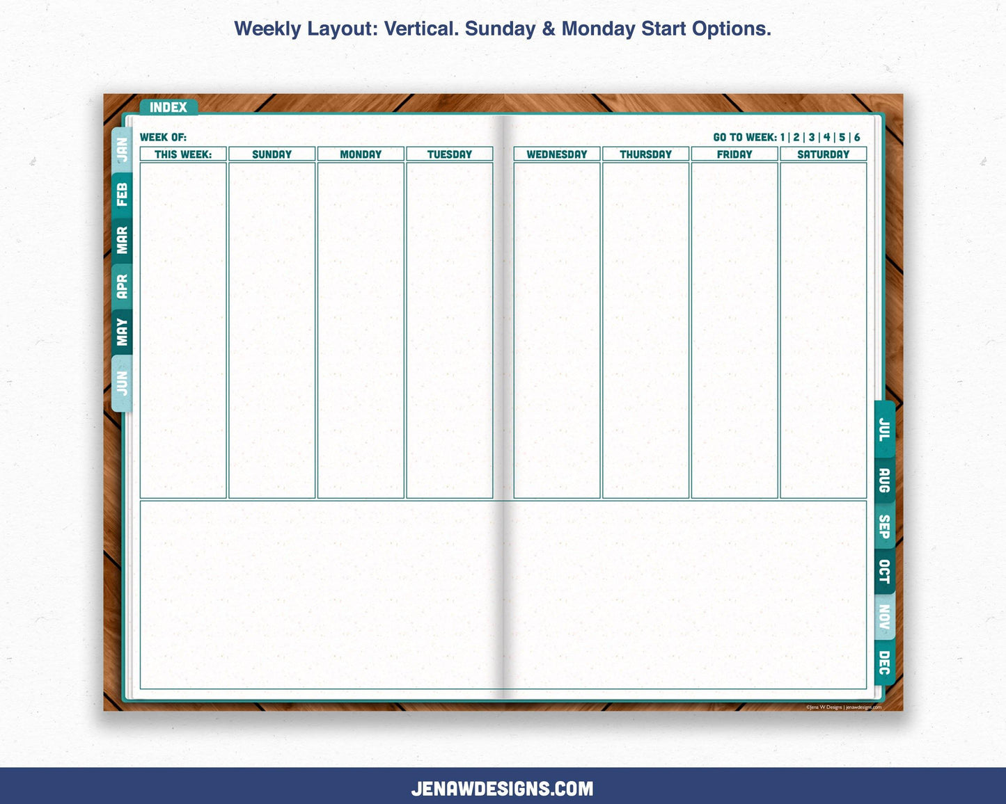 Undated Weekly Digital Planner with Flip Tabs - Jena W Designs