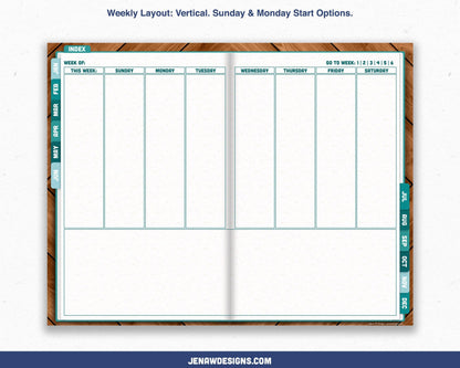 Undated Weekly Digital Planner with Flip Tabs - Jena W Designs